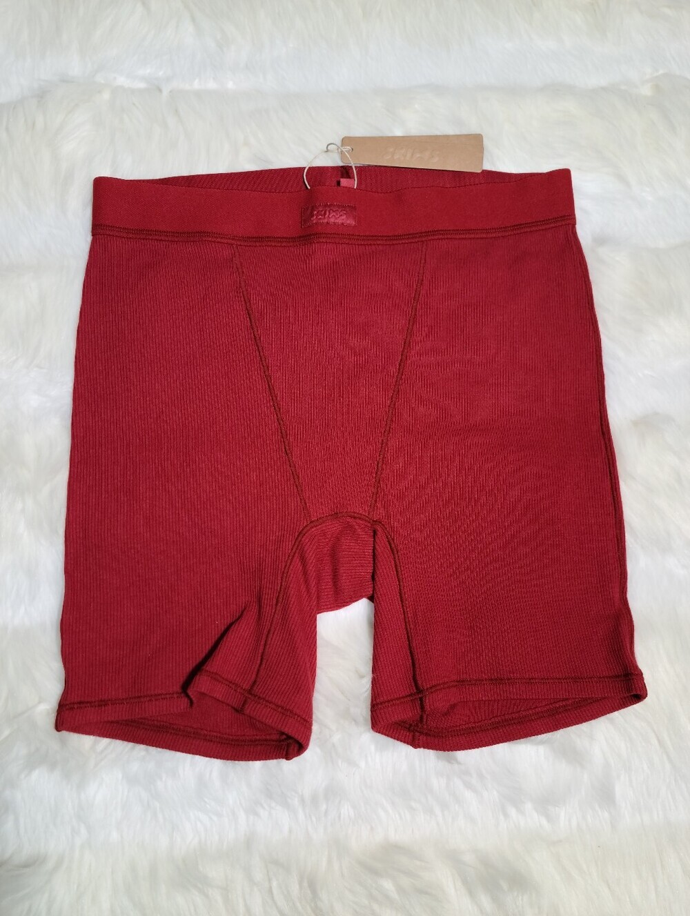 SKIMS Cotton Rib Boxer Short Red Brick Women Medium NEW